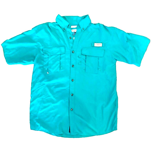 Sportswear Button Up Shirt Men Size S Fish Gear Outdoor‎ Magellan Turquoise - Picture 1 of 6